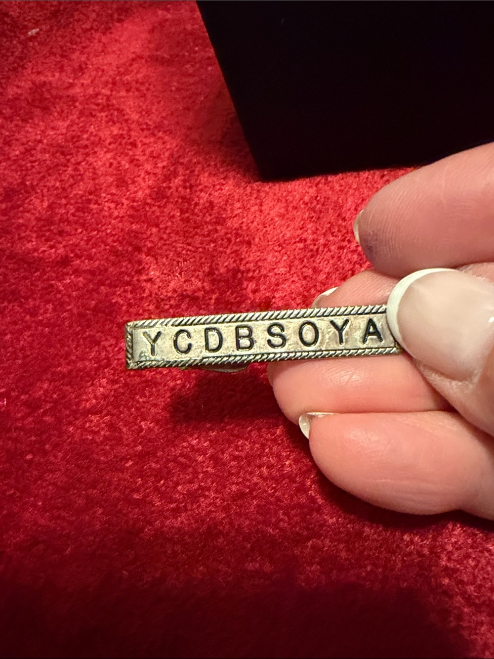 Vintage Silver tone 1950’s tie clip - You can’t do business sitting on your ass”